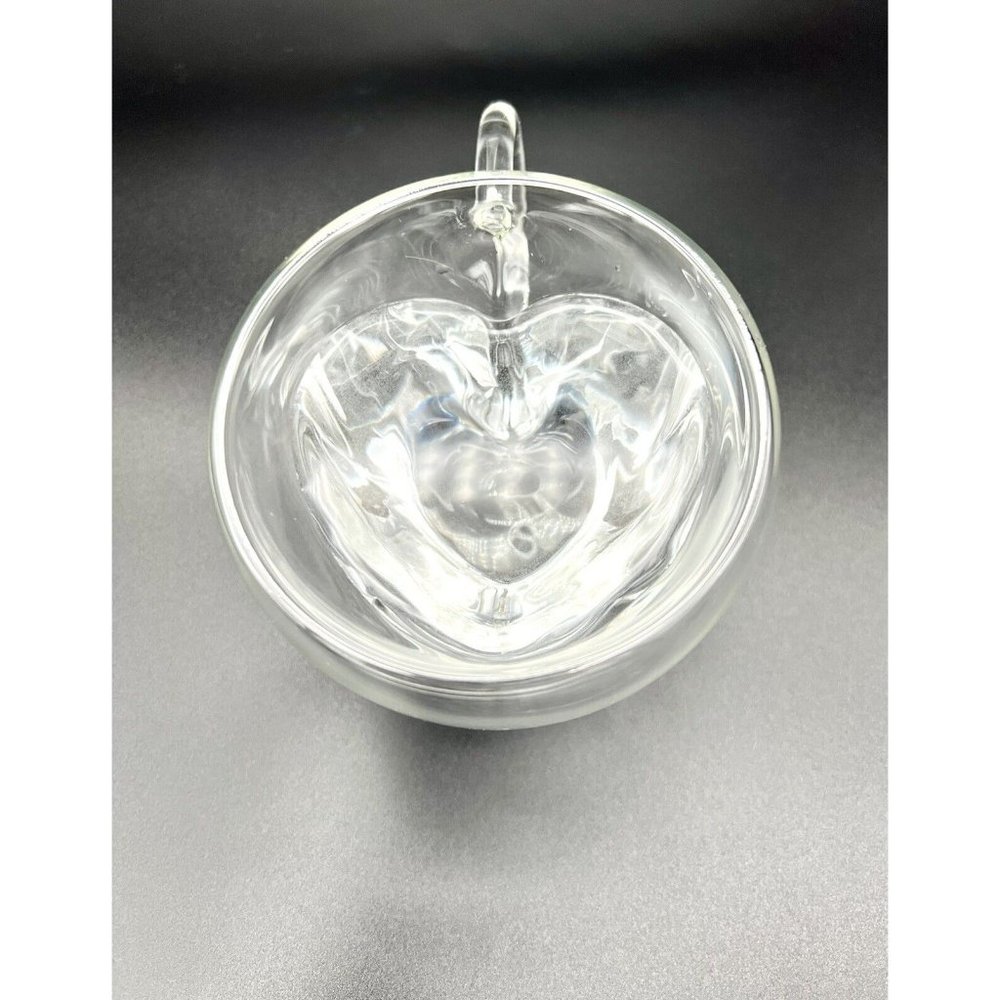 Double Walled Glass Coffee Mug Heart Shaped Coffee Cappuccino Tea